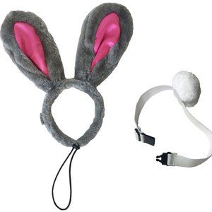 Easter Bunny Gray & Pink Rabbit Ears w/Tail